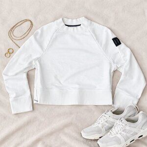 ON Running Cropped Crewneck Sweatshirt White Side Zip Waist Athletic Women M Fit